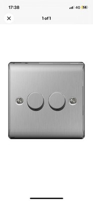 BG NBS82P Gebürsteter Stahl 2 Gang 2 Wege Dimmschalter 400W Vorderkante