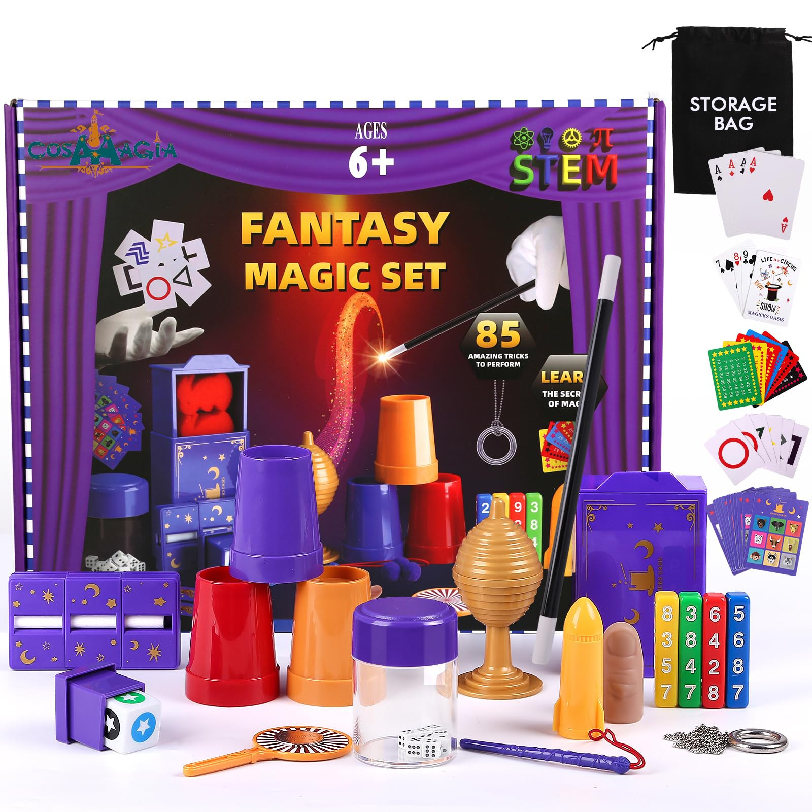 85 Magic Tricks Set for Kids with Wand – Fantasy Illusion Kit for Young Magicians