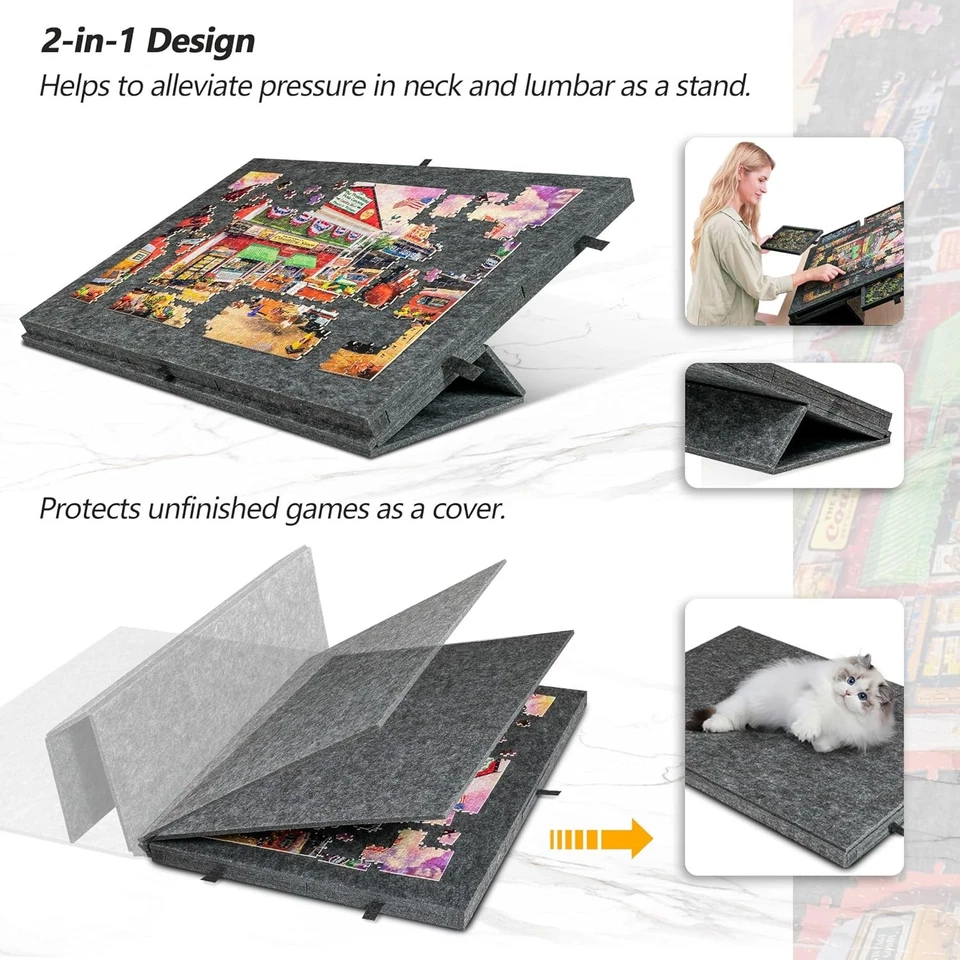 Tilting Puzzle Board with 2in1 Stand Cover Felt Puzzle Platform Puzzle Table - Image 3 of 4