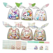 100 Pack Treat Bags with Bunny Ears Design, Cute Egg Favor Bags with Easter