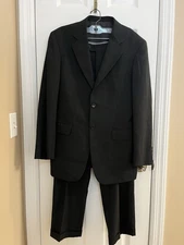 Michel Klein Dark Gray Suit 2 Button Jacket 40" Bust Pants 30 x 28.5" Cuffed Hem