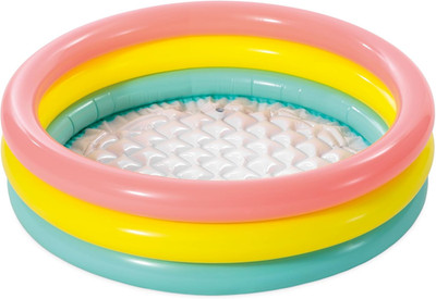 Inflatable Baby Pool 34x10 Inch 3 Ring Outdoor Backyard Kiddie Pool Age 1+