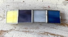 Beautiful Stained Glass French Barrette Blue Yellow Purple Gift Handmade Unique