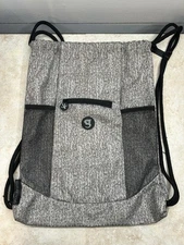 Geckobrands Drawstring Backpack Black Gray Sports Bag