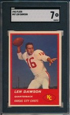 1963 FLEER #47 LEN DAWSON ROOKIE - SGC 7 NM (SVSC) CENTERED!