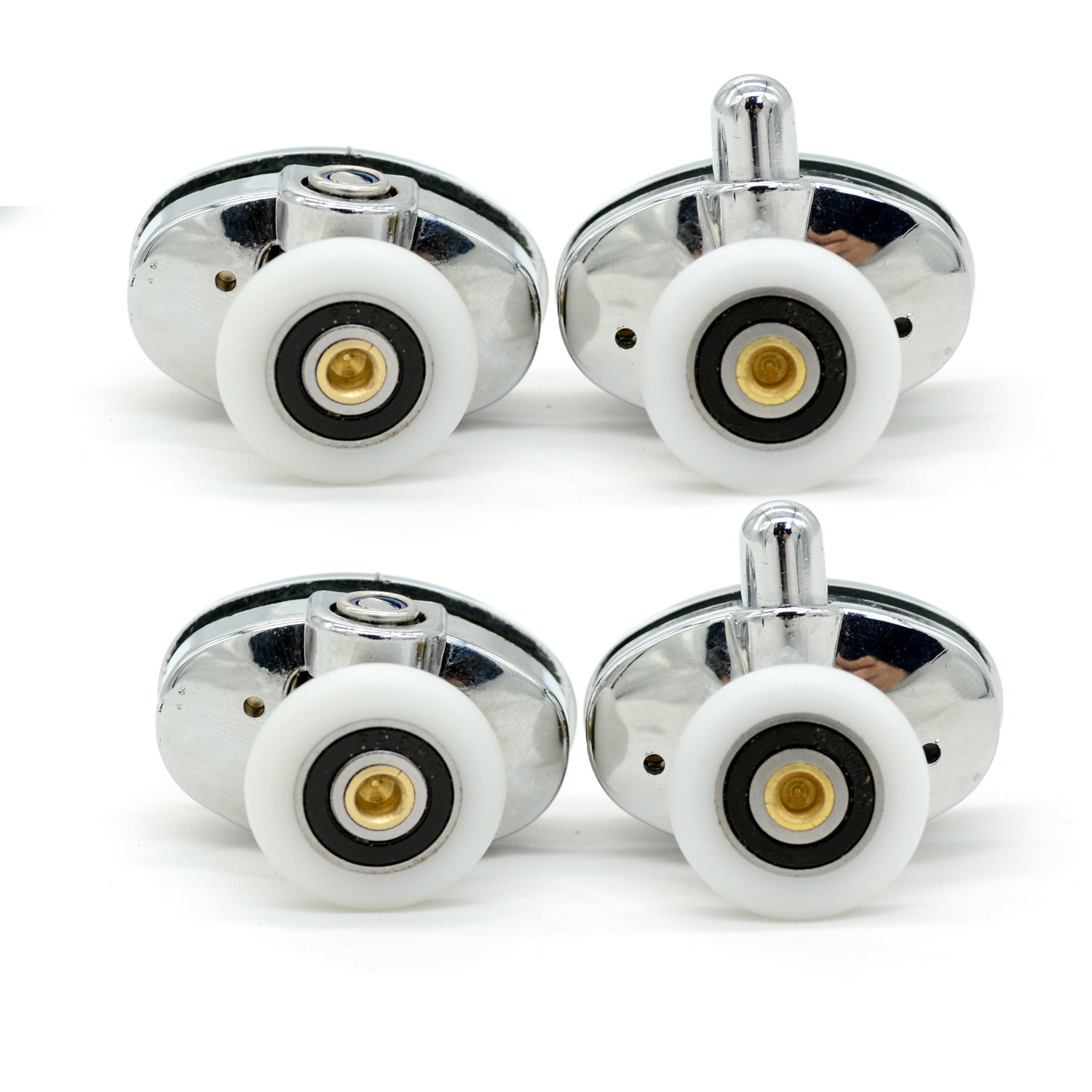 Set of 4 New Oval Singel Wheel Shower Door 23 millimeters, Silver Chrome