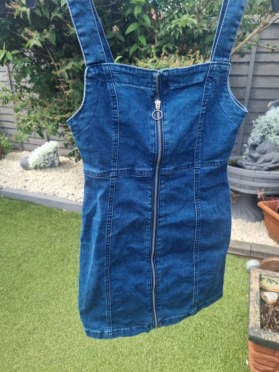 primark denim dress with zip Primark fitted thin strap black denim dress size 10