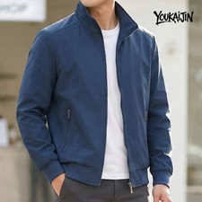 Men's Casual Stand Collar Jacket Slim Fit Lightweight Zip Up Spring Autumn Coat