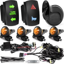 SXS ATV UTV Turn Signal Kit with Horn  Rocker UTV Turn Signal Kit 4 Lights 