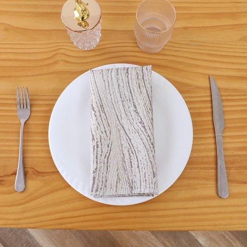 Jacquard Cloth Dinner Napkins - NPK1213-AMZ | 6 Pack Marrowed Napkins in Grey...
