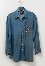 Disney Vintage Mickey Button Up Blue Denim Women  s Size Medium