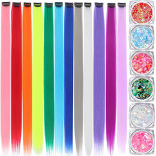 Colored Hair Extensions Clip in Rainbow Hair Accessories for Girls Women