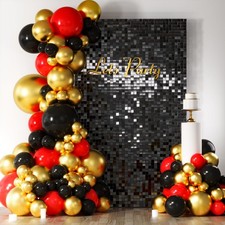 18Pcs Black Sequin Shimmer Wall Backdrop Panels for Party, Wedding, Birthday Dec