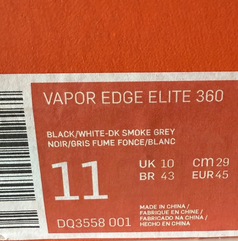 Nike Men’s 11 VAPOR EDGE ELITE 360 Football Cleats Black/White/Grey DQ3558-001 - Image 4 of 4