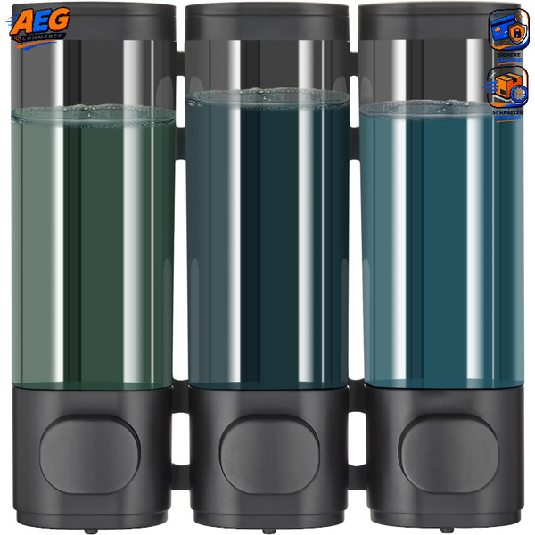 Seifenspender Wandbefestigung 3 Kammern 300Ml Schwarz FüR Dusche Ohne Bohren-image