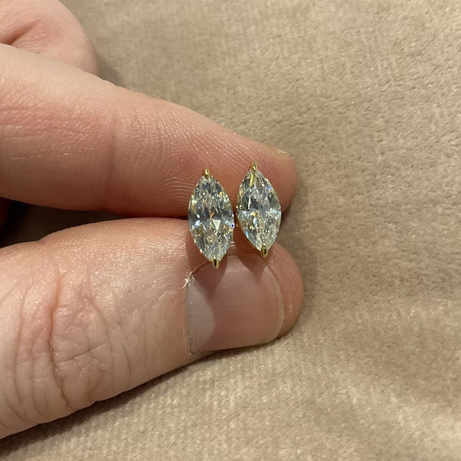 2.0 Carat Lab Created Diamond Marquise Solitaire Earrings 14k Gold Plated 925