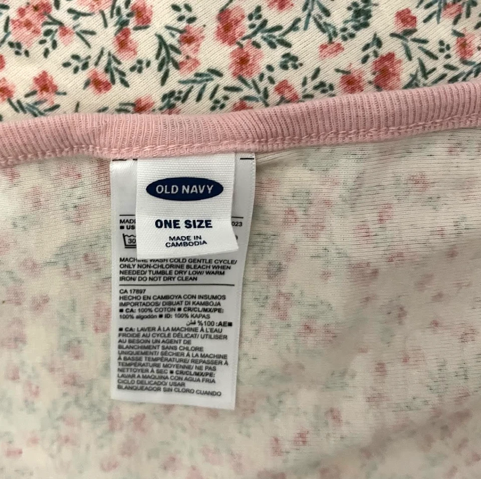 Old Navy Ditsy Floral Pink Baby Swaddle Blanket Cotton Stretchy 2020 Beige Girl - Image 2 of 3