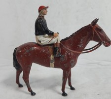 BRITAINS PRE-WAR RACING COLOURS HORSE AND JOCKEY 2 PIECE SET LARGER 4" ENGLAND