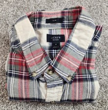 J. Crew Men Size Medium Plaid Button-Down Slim Oxford Shirt Classic Red