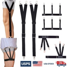 2pcs Shirt Stays Adjustable Soft and Smooth Elastic with Non Slip Clips 3 Styles