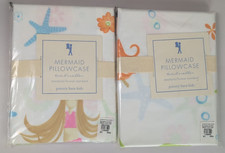 Pottery Barn MERMAID Pillow Cases 2 Standard White PAIR