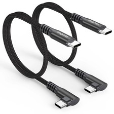 Short USB C Cable Right Angle 1Ft, 2-Pack 90 Degree USBC 60W Cord 3A Fast