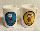 Vintage AVON CHARLIE BROWN & LUCY Peanuts Milk Glass Mug Cup Set Of 2