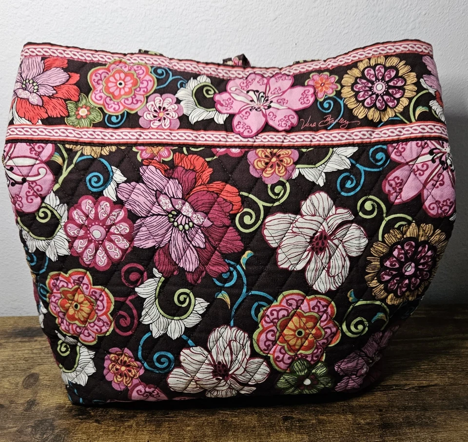 VERA BRADLEY LIBBY MOD FLORAL BROWN & PINK - SHOULDERBAG WALLET CHECKBOOK COVER - Image 3 of 4