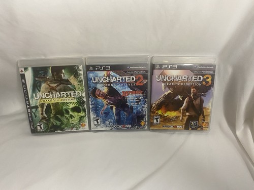 Uncharted 1 2 3 Bundle (Sony PS3, 2007-2011) Complete "Tested" EXCELLENT