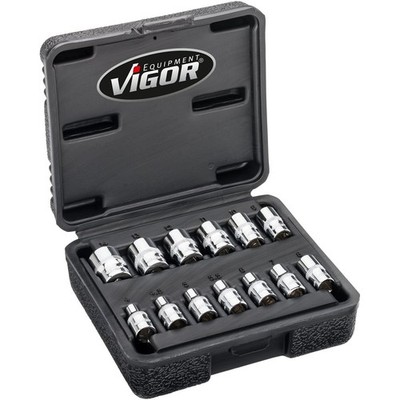 Vigor V7514/13 Doppelsechskant Steckschlüssel Satz 1/4'' 13-tlg T Profil