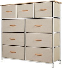 Fabric Chest of Drawers 9 Drawer Dresser Bedroom Bedside Storage Organizer Unit