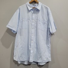 IZOD Saltwater Shirt Mens XL Light Blue Short Sleeve Button Up Collared Pocket