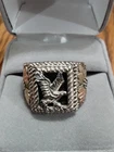 Vintage Coleman Men’s Eagle Sterling Silver Black Hills Gold Onyx Ring – Size 11