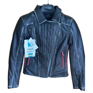 Spada Baroque Distressed Black Leather Women's Motorcycle Motorbike Jacket Uk 8