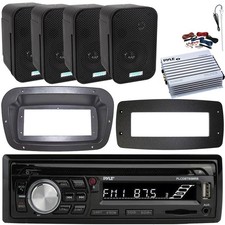 Pyle 1-DIN Boat CD/MP3 Radio W/Kit  Adapter Plate, 4x 3.5" Speakers, Amplifier