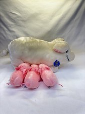 Plush Pig Feeding 3 Piglets Dakin 1980 Vintage Soft Toy NOS