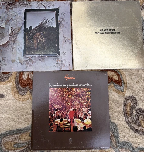 Led Zeppelin IV, Grand Funk Railroad American Band, Faces LP Lot of 3. Read desc