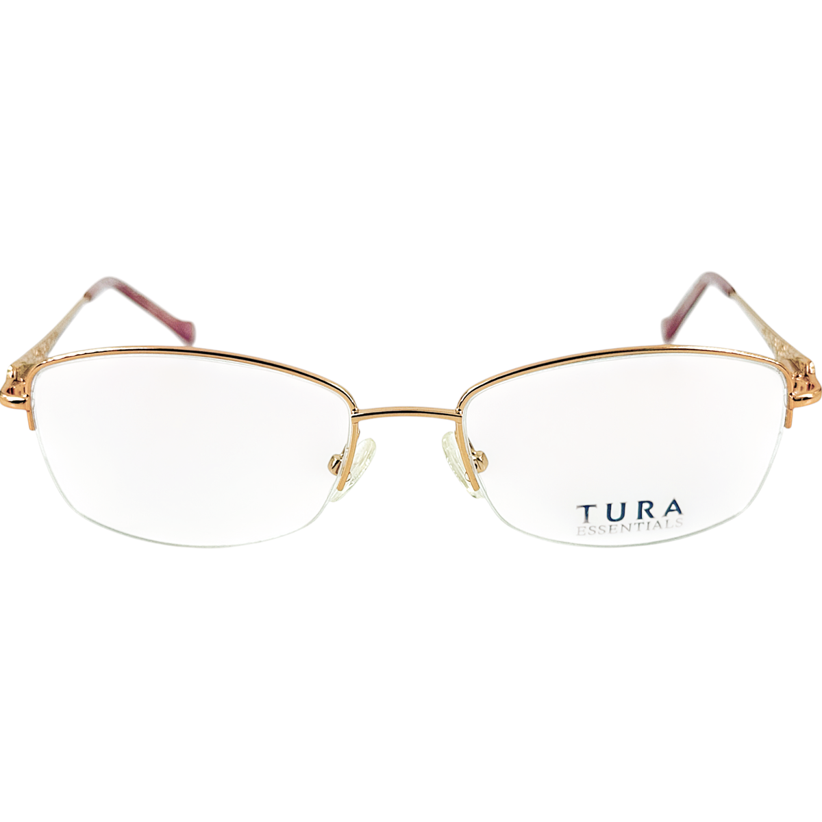 Tura R906 Black Metal Half Rim Eyeglasses Frame 52-17-135 Unisex Semi Rimless Tura R906 Womens Semi Rimless Eyeglass Frame RGD Rose Gold  main image 2