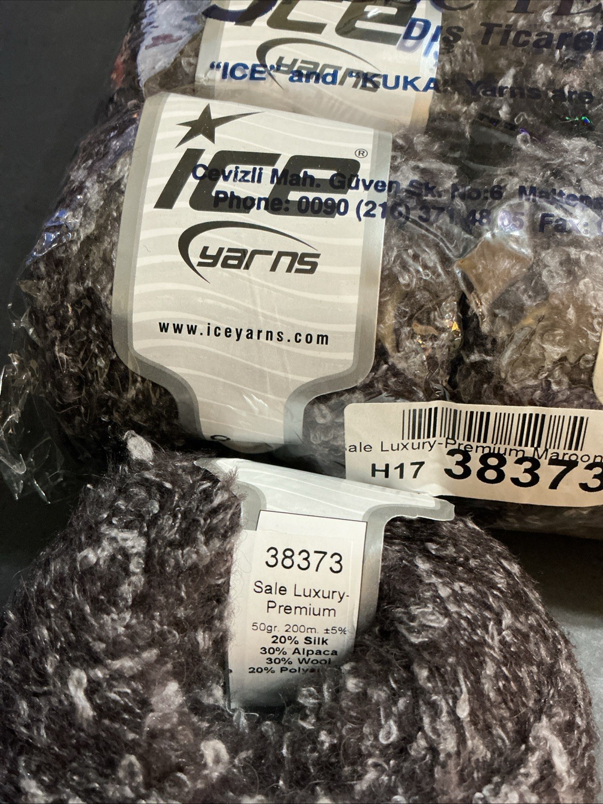 Ice Yarns 8 Skeins Sale Luxury-premium Maroon Grey New 38373