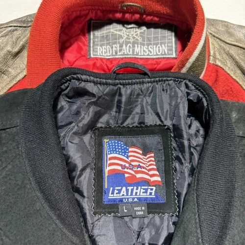 Vtg Leather Bomber Lot of 4 Jackets Mens Wool Bundle Wholesale Bulk Reseller image 6