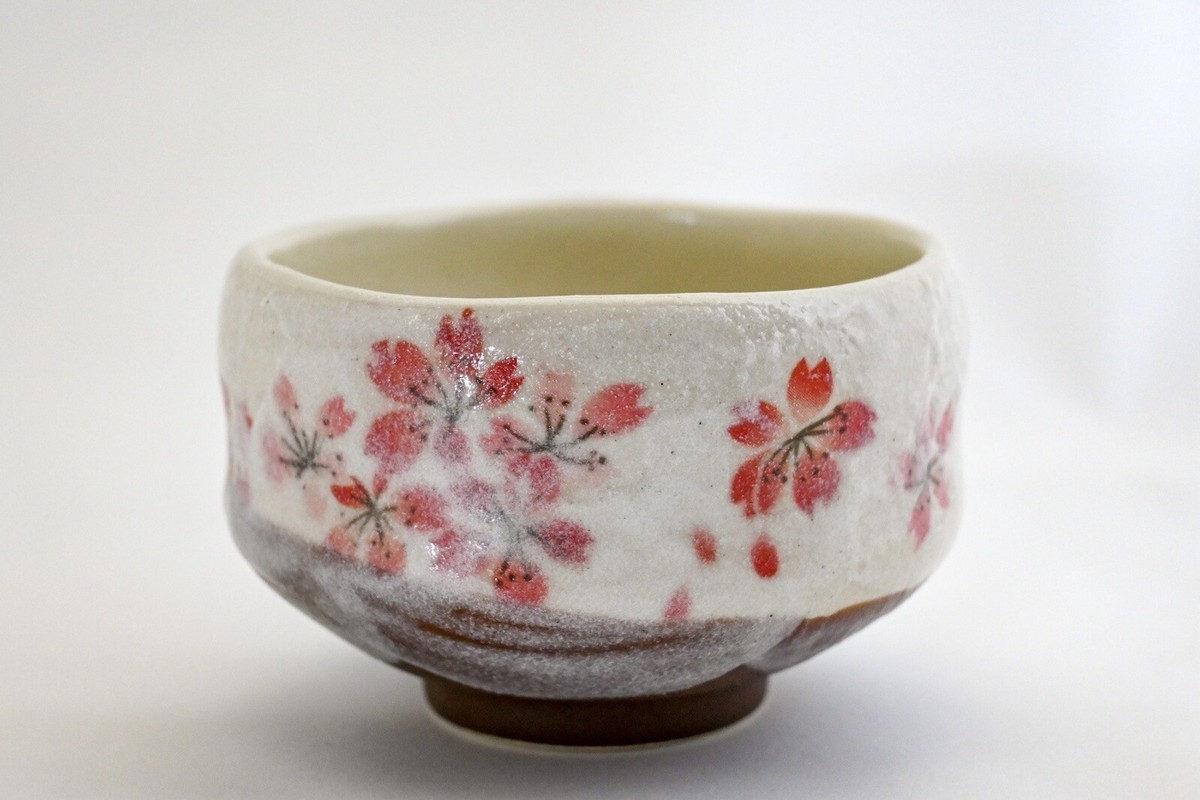Japan Matcha Chawan Tea Bowl Cherry Blossom Snowy White Tea Japan Matcha Chawan Tea Bowl Cherry Blossom Snowy White Tea