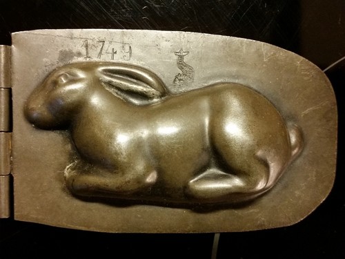 SOMMET PARIS 1907 TWO HINGED TIN PEWTER MOLDS RABBIT AND DUCK ANTIQUE - Afbeelding 3 van 9