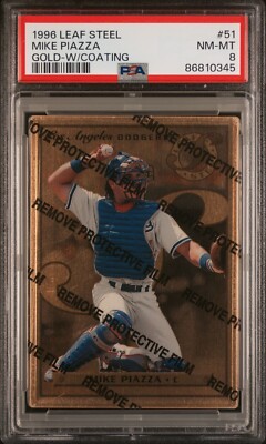 1996 Leaf Steel Gold w/ Coating Mike Piazza PSA 8 #51 Los Angeles