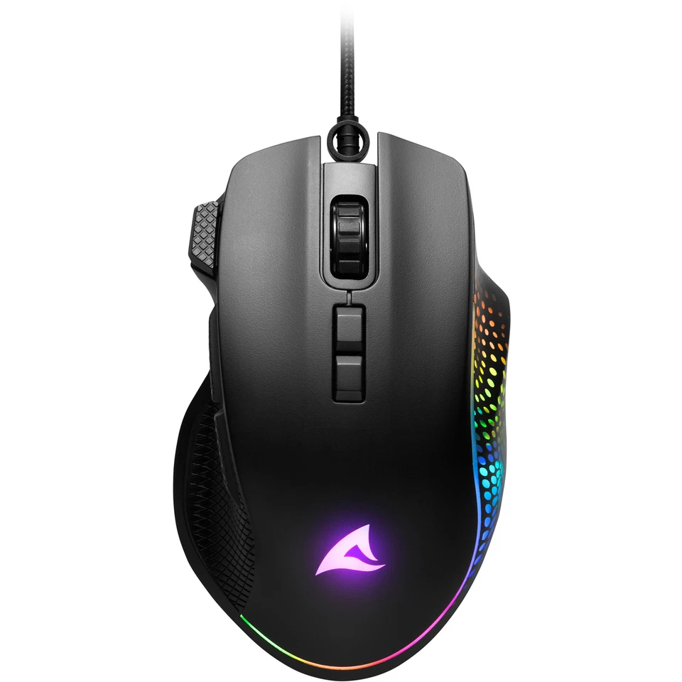 Sharkoon SHARK Force 3, Gaming-Maus, optisch, 12800dpi, USB, 8 Tasten, schwarz - Bild 2 von 4