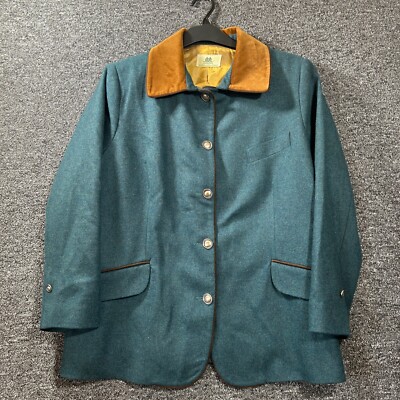 MAQUIEN British Equestrian Brand Blazer Women's UK 20 Teal Wool Jacket Country