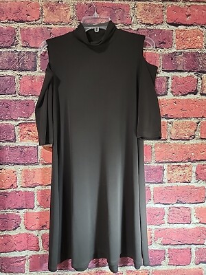 Clara Sun Woo Black Cold Shoulder Mockneck Dress Sz XS C104