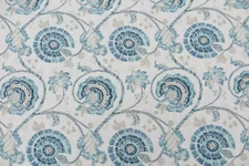 JANE CHURCHILL CURTAIN FABRIC "Jaipur Tree" 3.4 METRES TEAL LINEN BLEND