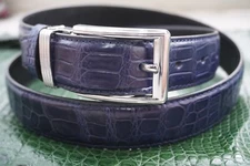 Blue Real Belly Crocodile Belt Skin Leather Men's W 1.3 inch #M50