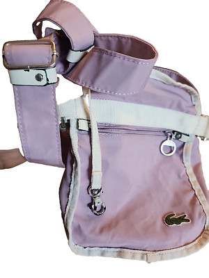 LACOSTE White Croco Net Crossbody Messenger Bag Utility Travel
