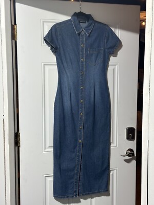 Vintage 90s Y2K Moda International Denim Pearl Snap Maxi Dress Size XS |  eBay